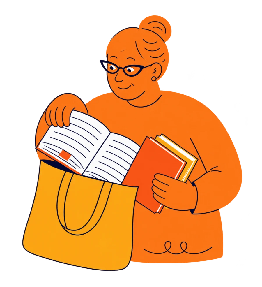 Une lectrice range des Bibles dans sa bibliothèque hors ligne